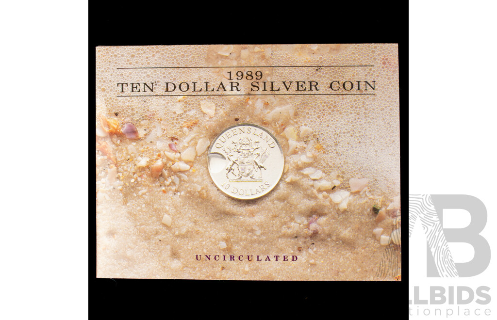 Australian RAM 1989 Silver Ten Dollar Coin, State Series, Queensland .925