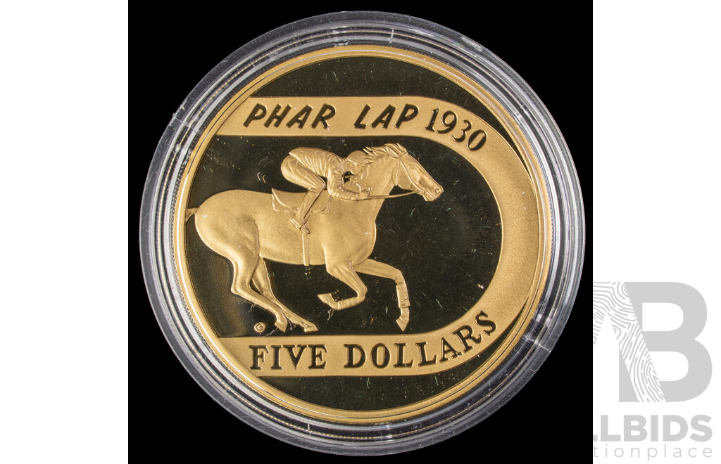 Australian RAM 2000 Proof Five Dollar Coin, 70th Anniversary of Phar Lap