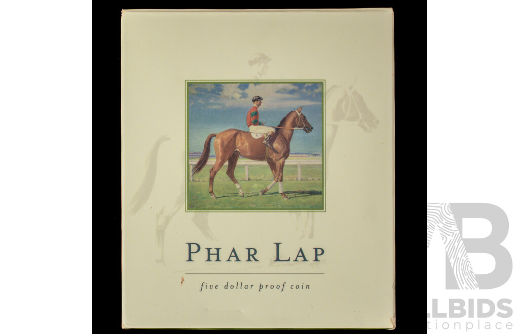 Australian RAM 2000 Proof Five Dollar Coin, 70th Anniversary of Phar Lap