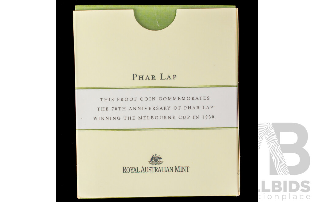 Australian RAM 2000 Proof Five Dollar Coin, 70th Anniversary of Phar Lap