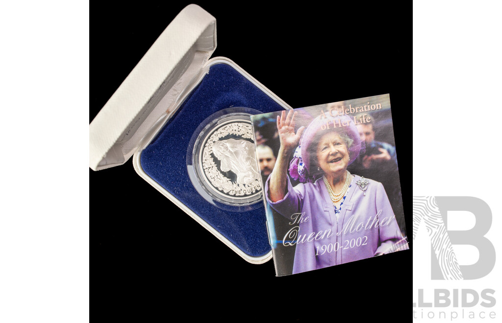 Australian RAM 2002 Silver Proof Five Dollar Coin, Queen Mother, Celebration of Her Life .999