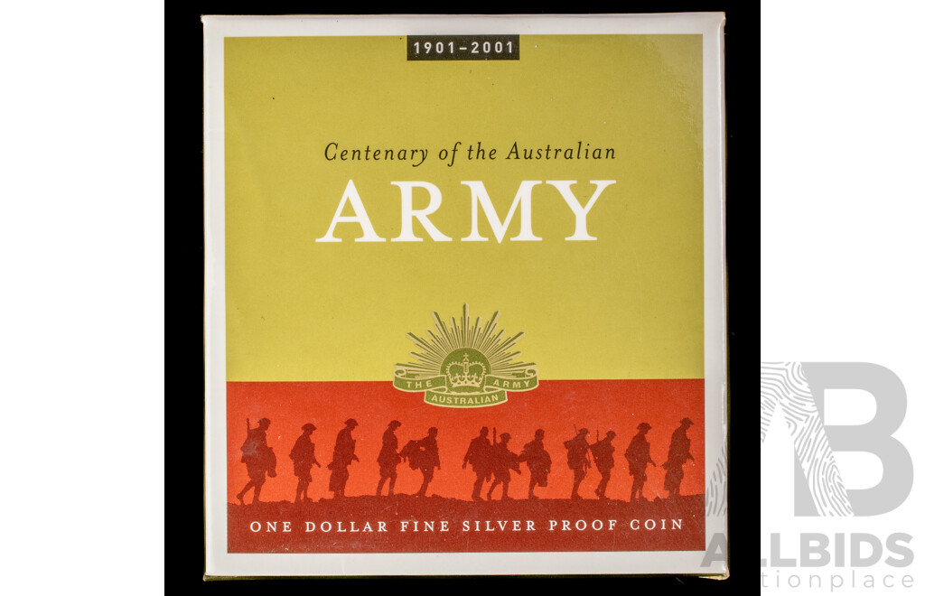 Australian RAM 2001 Silver One Dollar, Centenary of the Australian Army .999