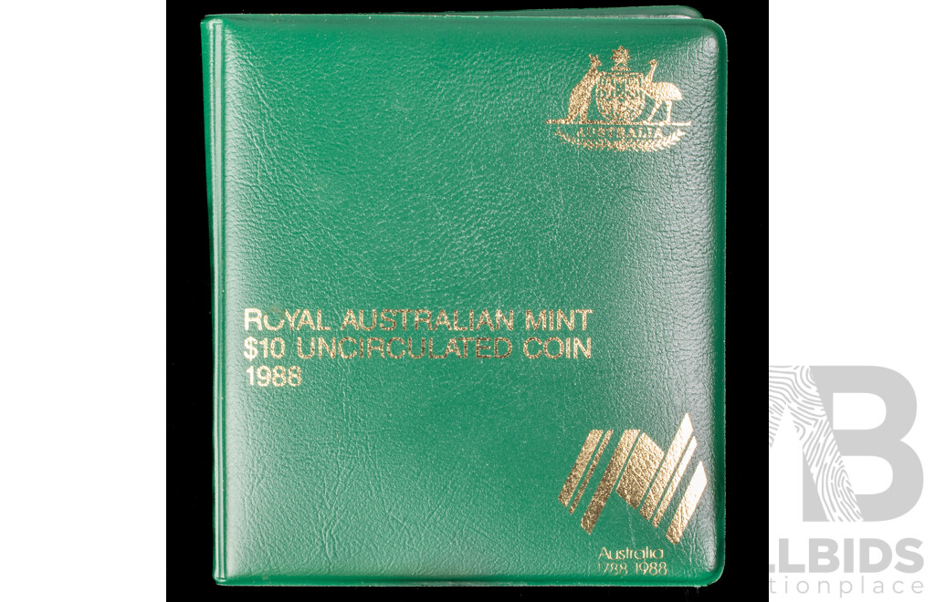 Australian RAM 1988 Silver UNC Ten Dollar Coin, Bicentennial .925