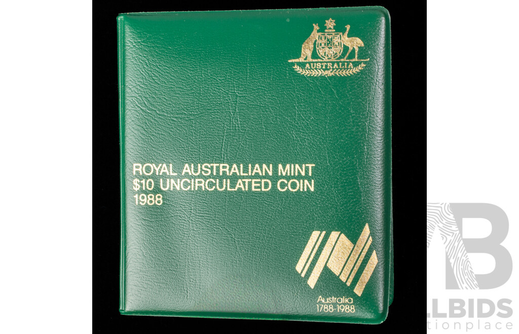 Australian RAM 1988 Silver UNC Ten Dollar Coin, Bicentennial .925