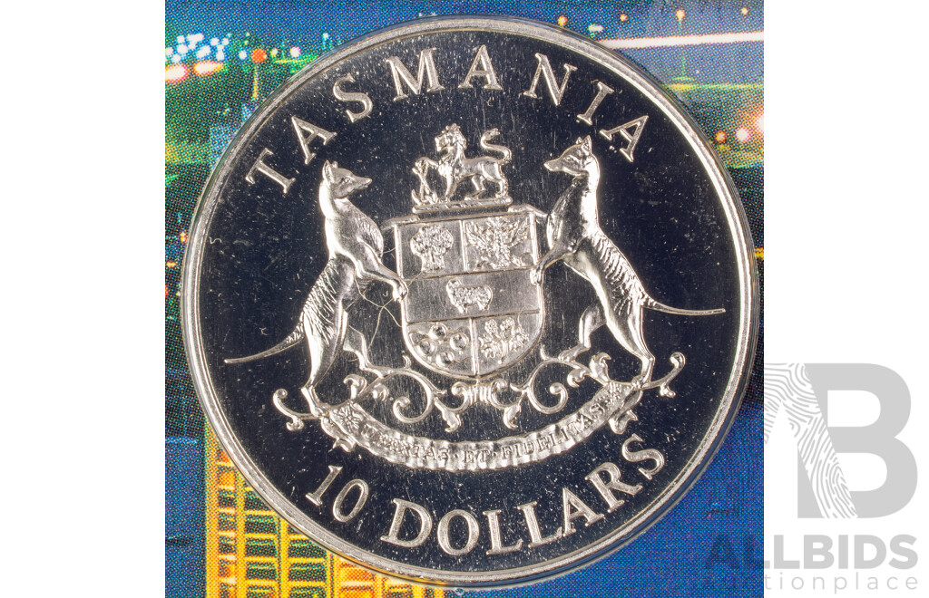 Australian RAM 1991 Silver Ten Dollar Coin, State Series Tasmania .925