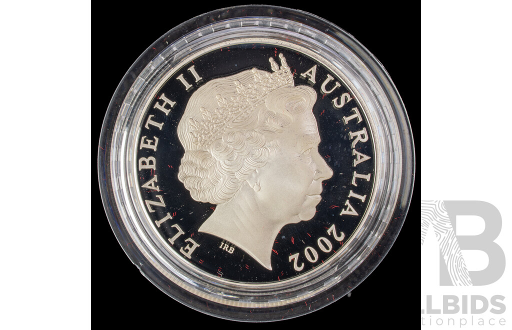 Australian RAM 2002 Silver Proof/Gold Inserts One Dollar Coin, Melbourne Mint 130 Years .999