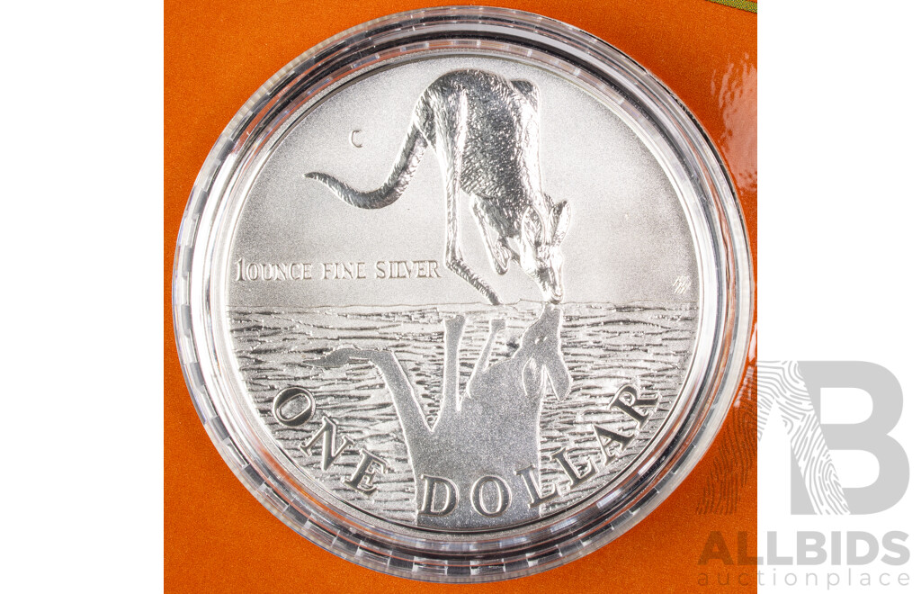 Australian RAM 1997 Silver Frosted One Dollar Coin, Silver Kangaroo .999
