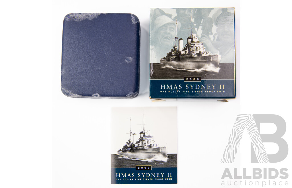 Australian RAM 2000 Silver Proof One Dollar Coin, HMAS Sydney II .999
