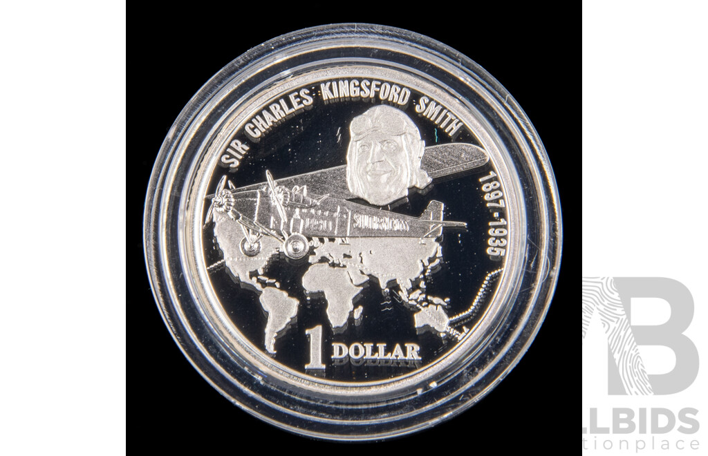 Australian 1997 Silver Proof One Dollar Coin, Charles Kingsford Smith .999