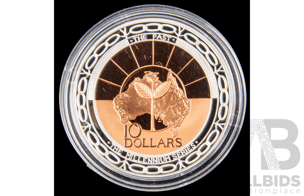 Australian RAM 1999 Silver/Copper Proof Ten Dollar Coin, Millennium Coin Series 'The Past' .999