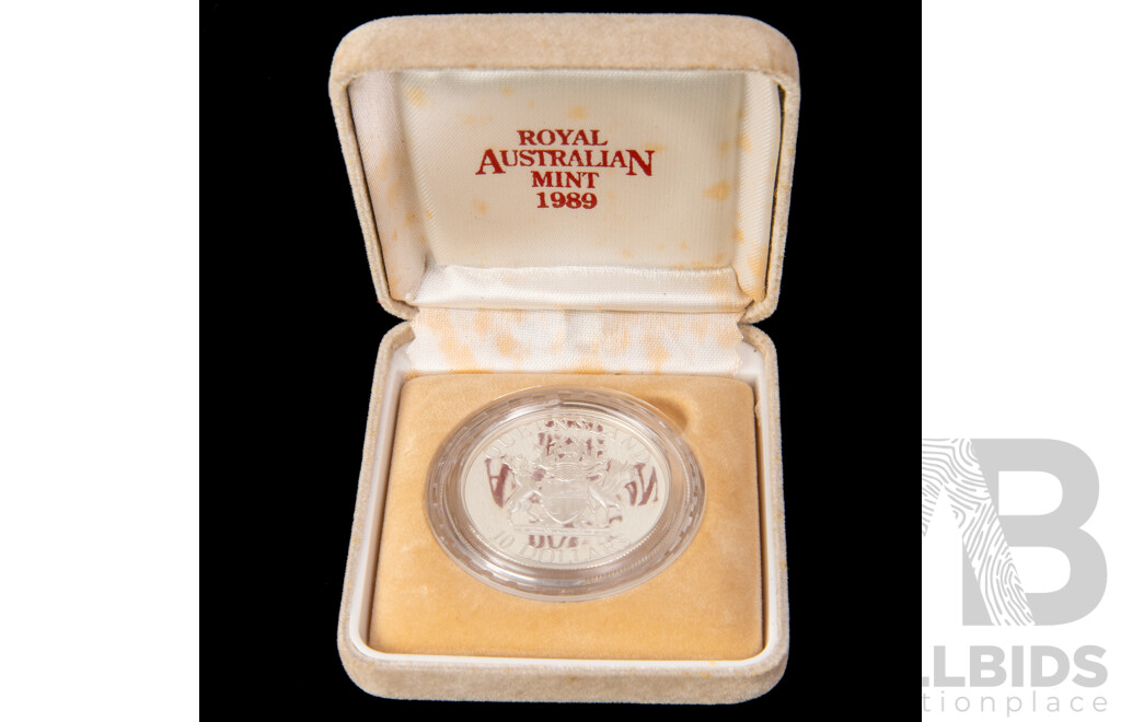 Australian RAM 1989 Silver Proof Ten Dollar Coin, State Series Queensland .925