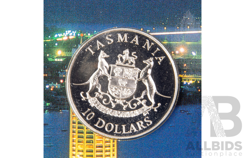 Australian RAM 1991 Silver Ten Dollar Coin, State Series Tasmania .925
