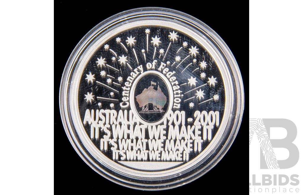 Australian RAM 2001 Silver Proof Five Dollar Coin, Centenary of Federation Finale Coin .999