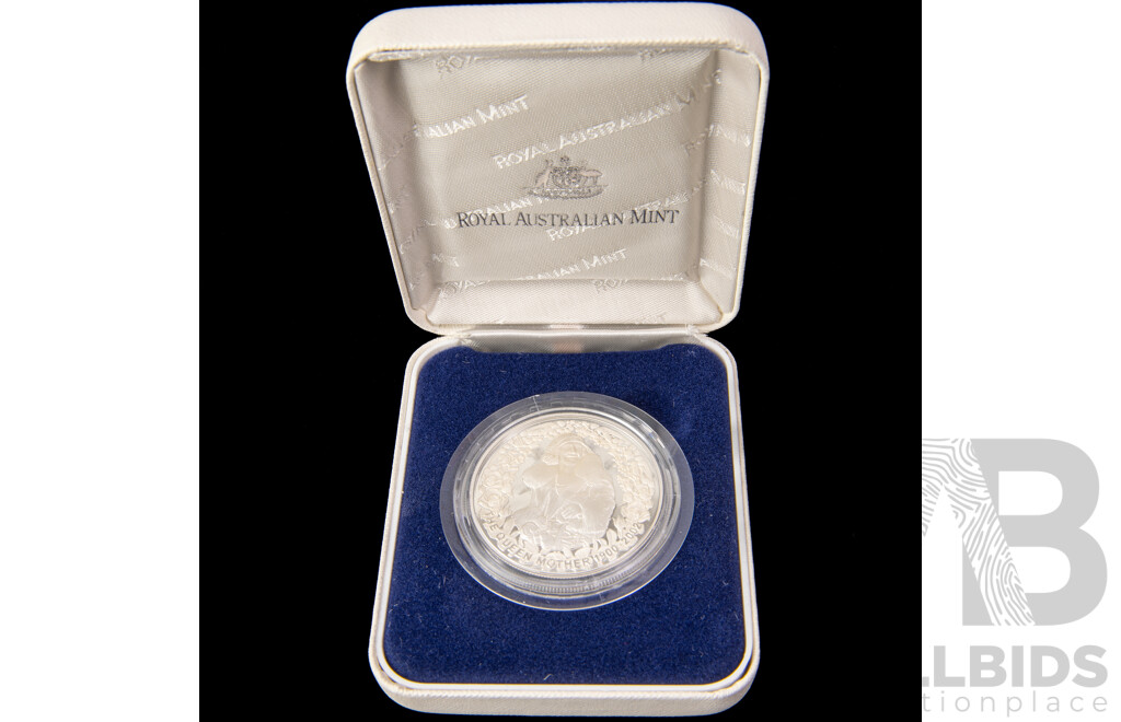 Australian RAM 2002 Silver Proof Five Dollar Coin, Queen Mother, Celebration of Her Life .999
