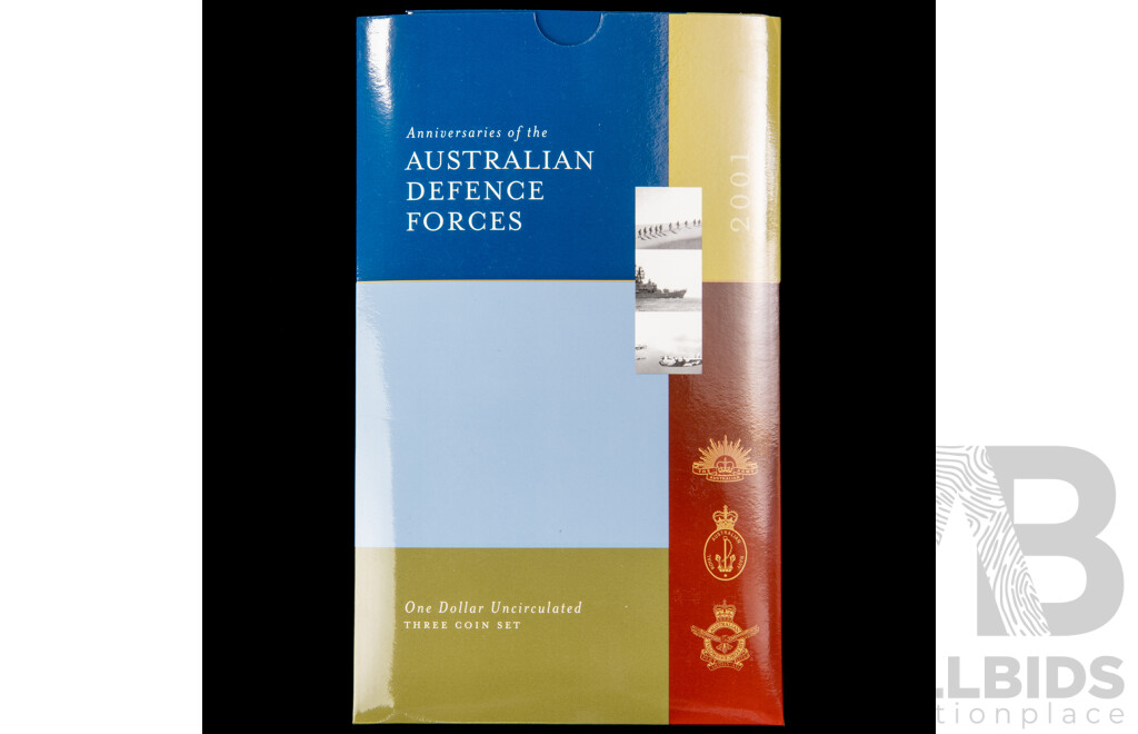 Australian RAM 2001 Australian Defence Forces Three One Dollar Coin Set