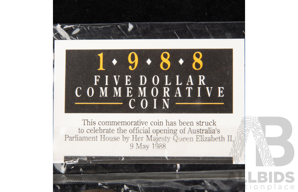 Four Australian Commemorative Five Dollar Coins, 1992 International Year of Space(2) 1988 Bicentennial