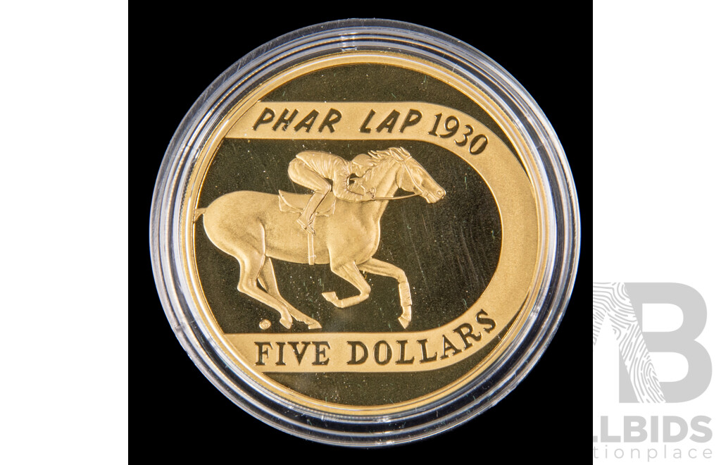 Australian RAM 2000 Proof Five Dollar Coin, 70th Anniversary of Phar Lap