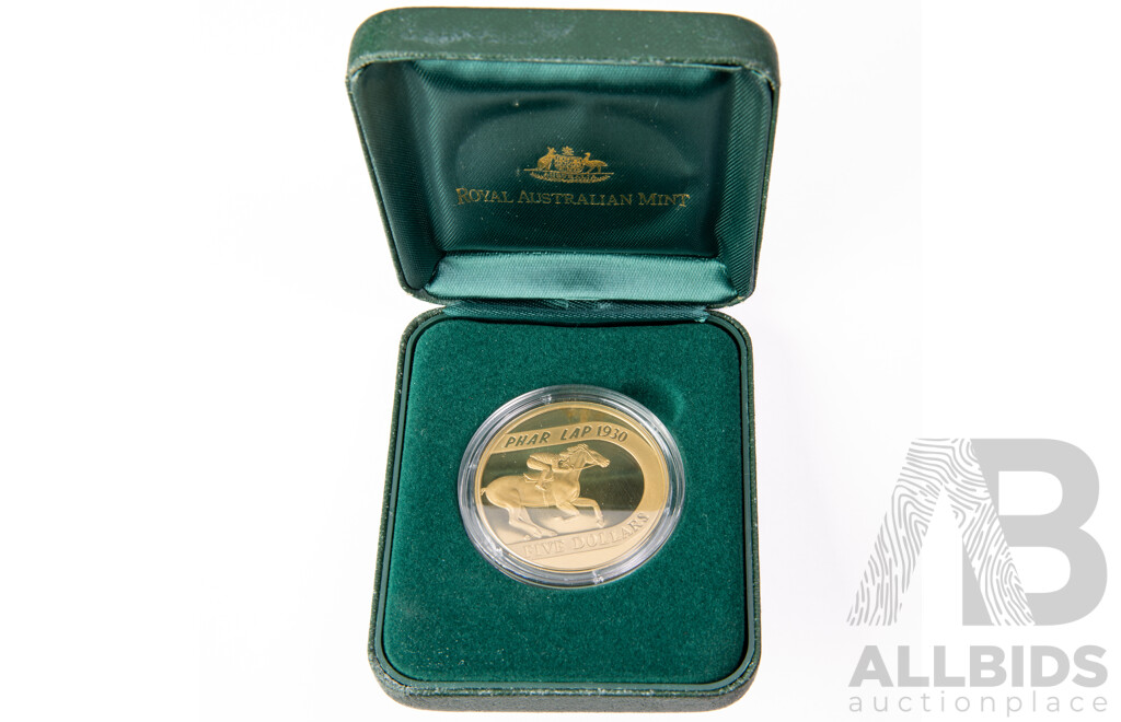 Australian RAM 2000 Proof Five Dollar Coin, 70th Anniversary of Phar Lap