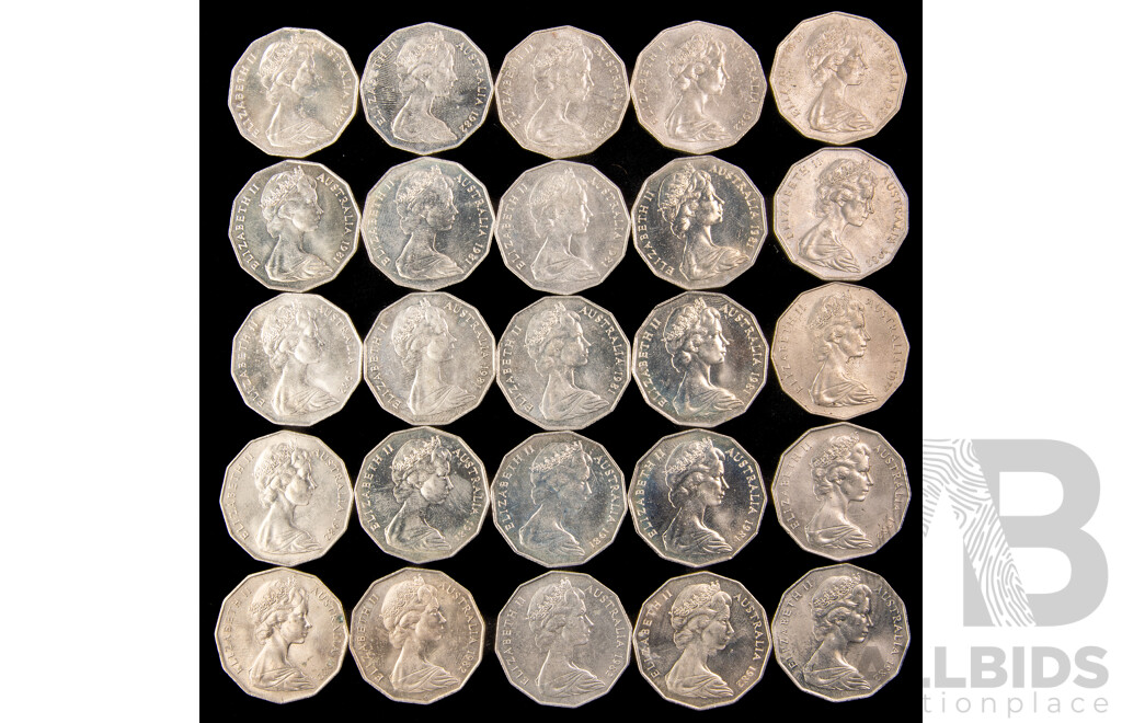 Australian Commemorative Fifty Cent Coins Including 1982 Commonwealth Games(14) 1981 Carles and Diana(10) 1977 Jubilee