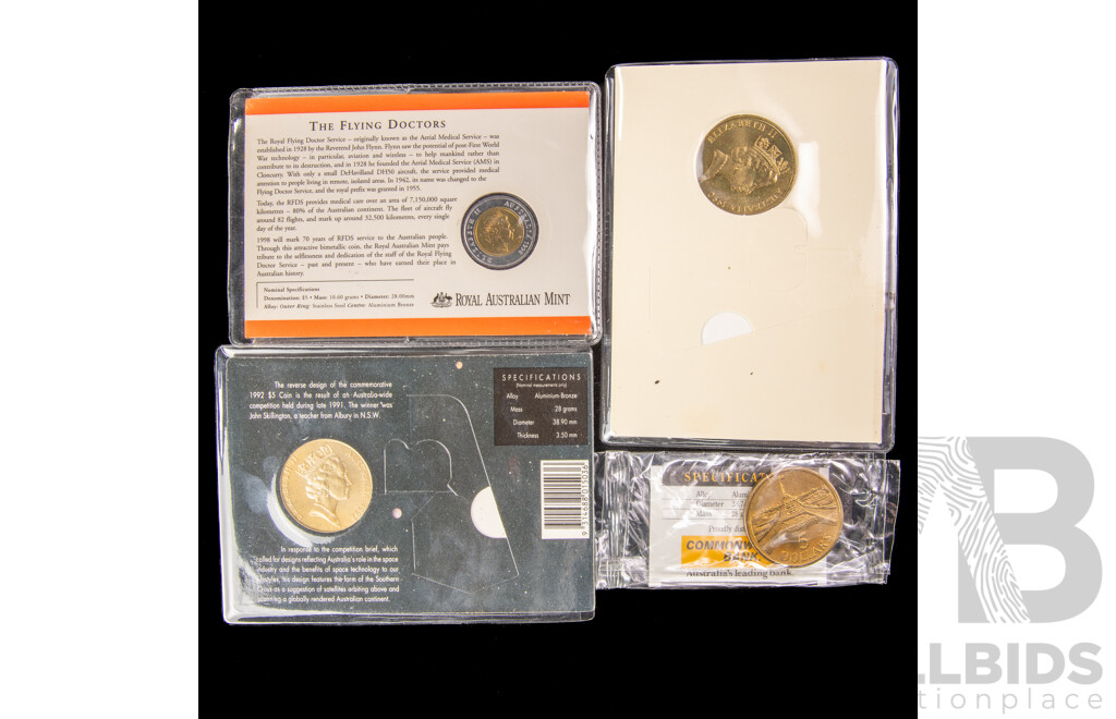 Four Australian Commemorative Five Dollar Coins Including 1988, 1990, 1998, 1992