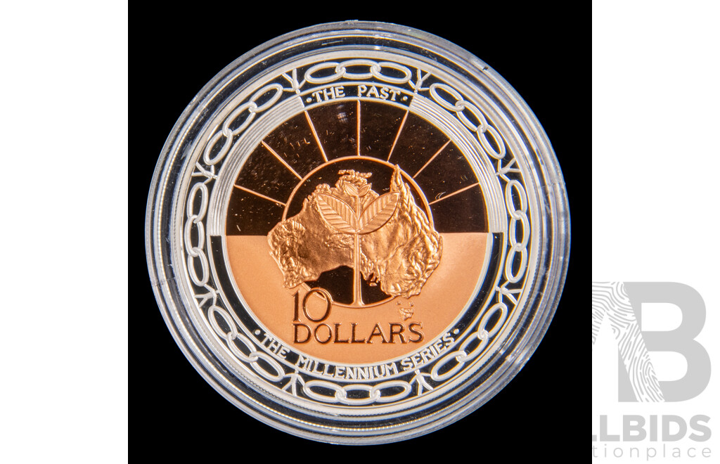 Australian RAM 1999 Silver/Copper Proof Ten Dollar Coin, Millennium Coin Series 'The Past' .999