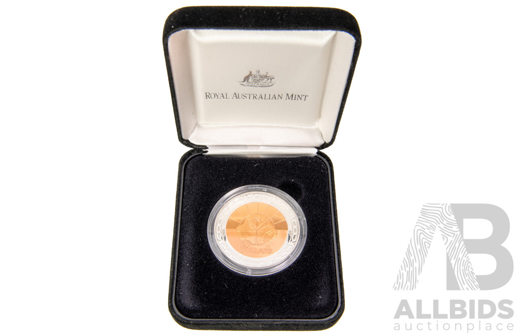 Australian RAM 1999 Silver/Copper Proof Ten Dollar Coin, Millennium Coin Series 'The Past' .999