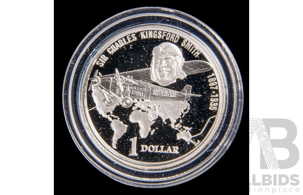 Australian 1997 Silver Proof One Dollar Coin, Charles Kingsford Smith .999