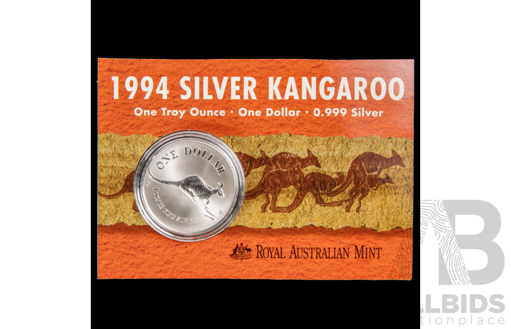 Australian RAM 1994 One Dollar Silver Coin ‘C’Mint Mark, Kangaroo .999