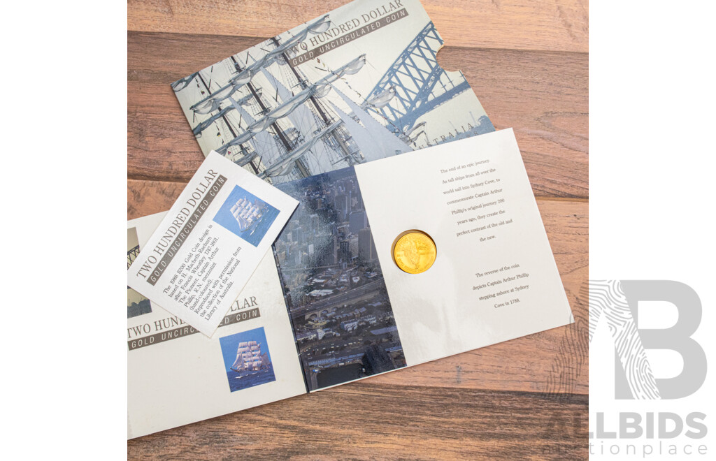Australian RAM 1988 Gold Two Hundred Dollar Coin, Australia 1788-1988, Sydney Cove