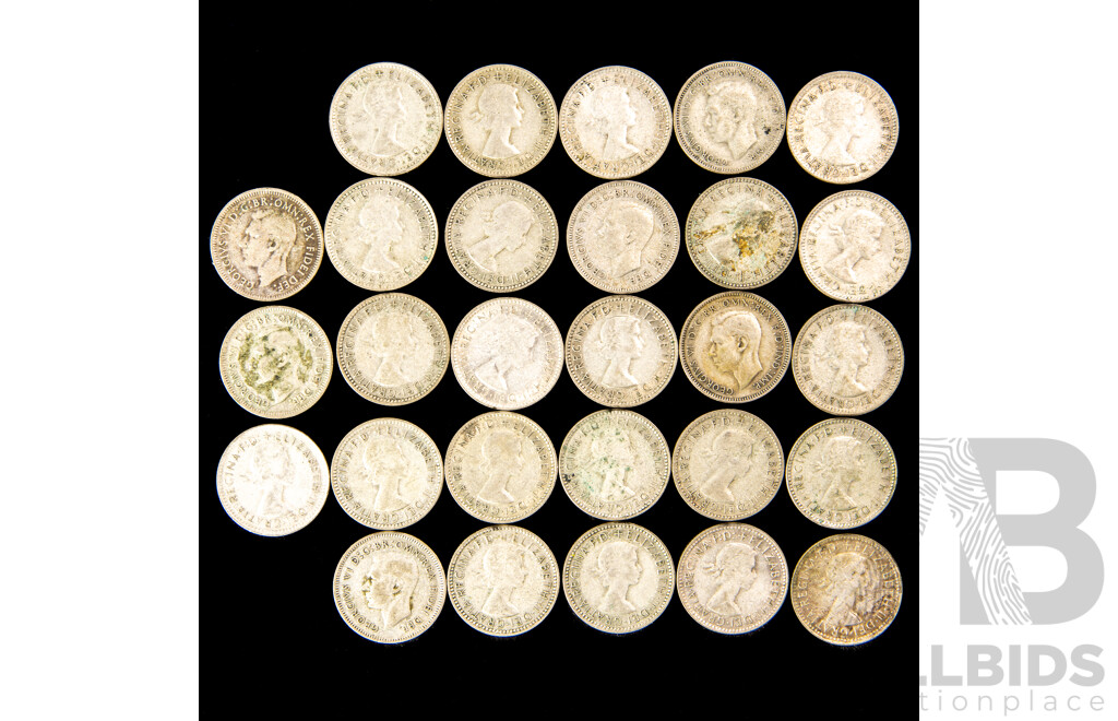 Australian Silver KGVI/QE2 Sixpence Coins, Examples Spanning to 1946 to 1963