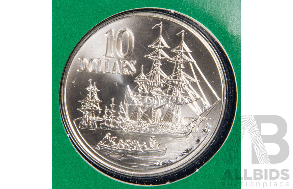 Australian RAM 1988 Silver UNC Ten Dollar Coin, Bicentennial .925