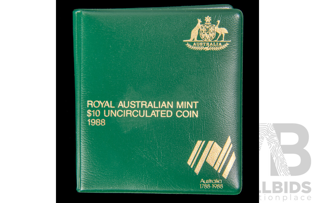 Australian RAM 1988 Silver UNC Ten Dollar Coin, Bicentennial .925