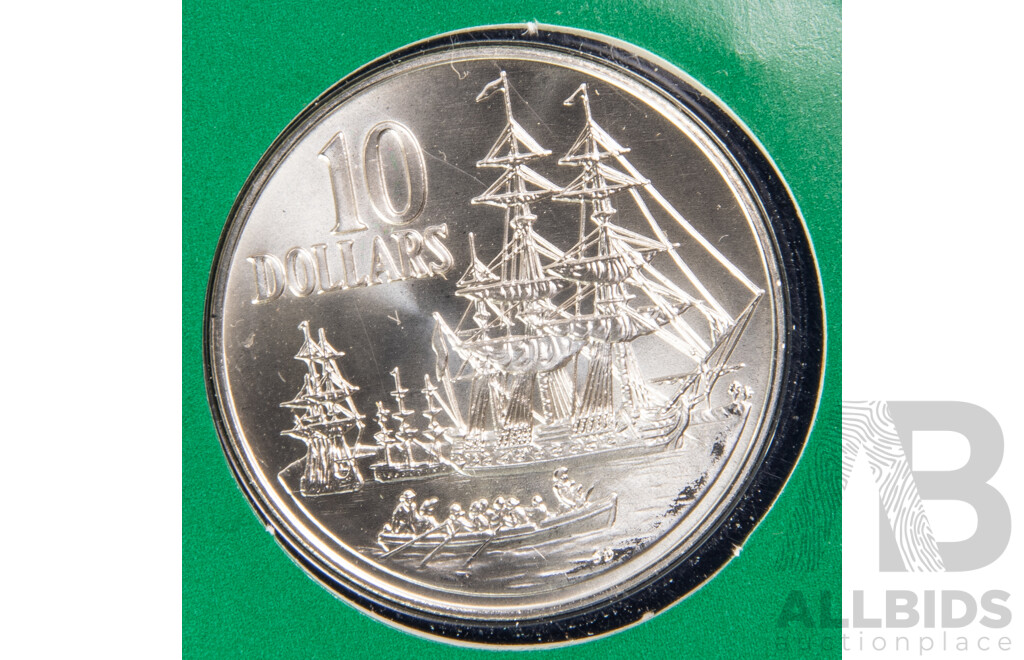Australian RAM 1988 Silver UNC Ten Dollar Coin, Bicentennial .925