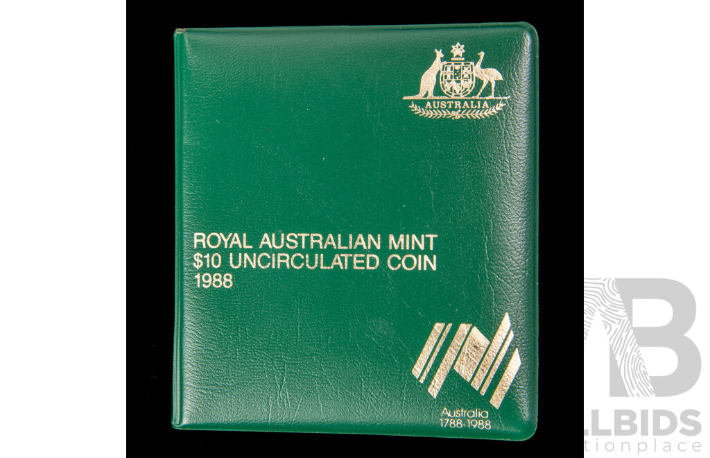 Australian RAM 1988 Silver UNC Ten Dollar Coin, Bicentennial .925