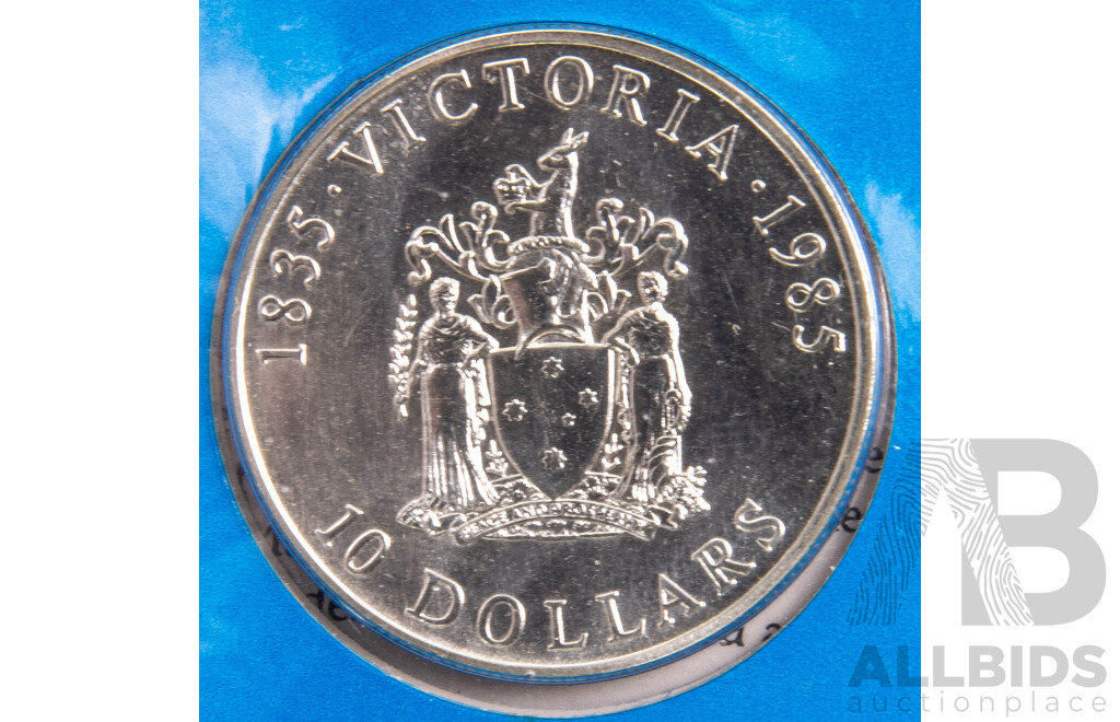 Australian RAM 1985 Silver Ten Dollar Coin, State Series, Victoria .925