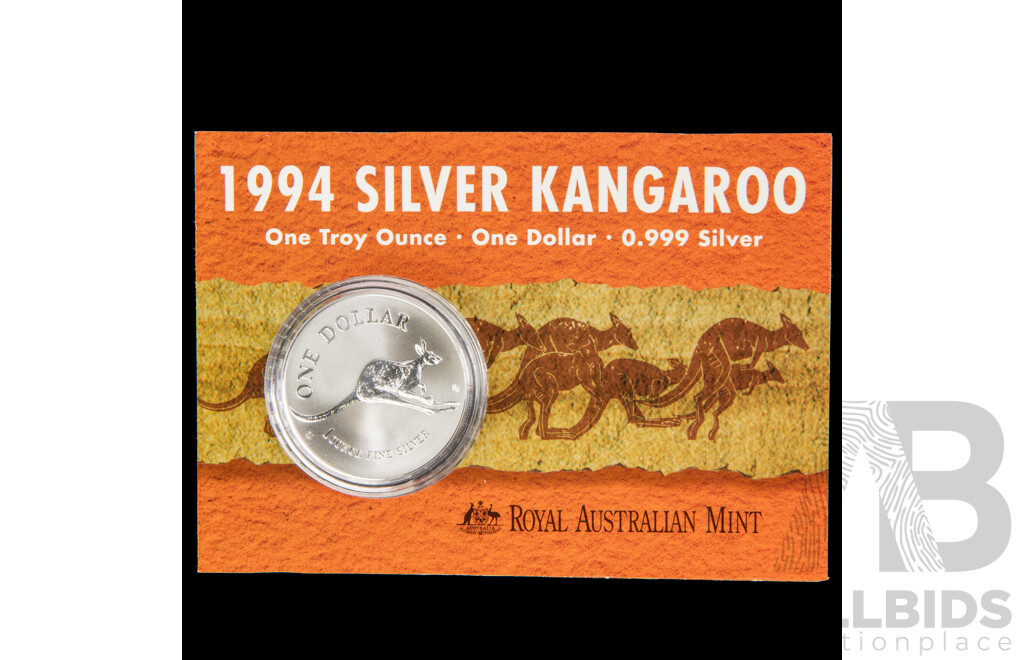 Australian RAM 1994 One Dollar Silver Coin ‘C’ Mint Mark, Kangaroo .999