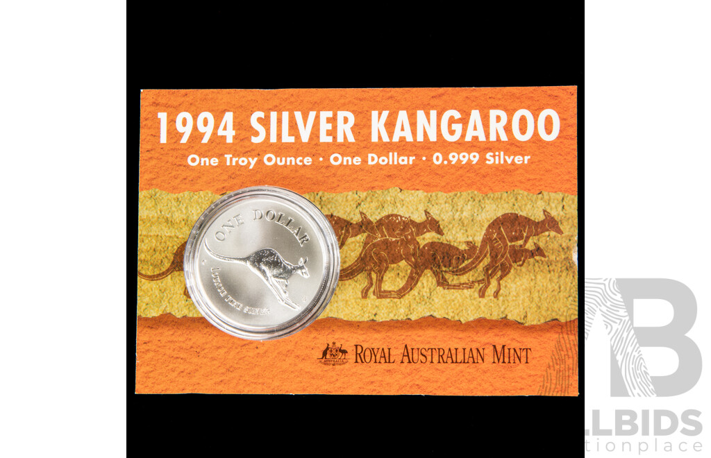 Australian RAM 1994 One Dollar Silver Coin ‘C’ Mint Mark, Kangaroo .999