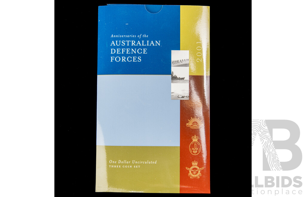 Australian RAM 2001 Australian Defence Forces Three One Dollar Coin Set