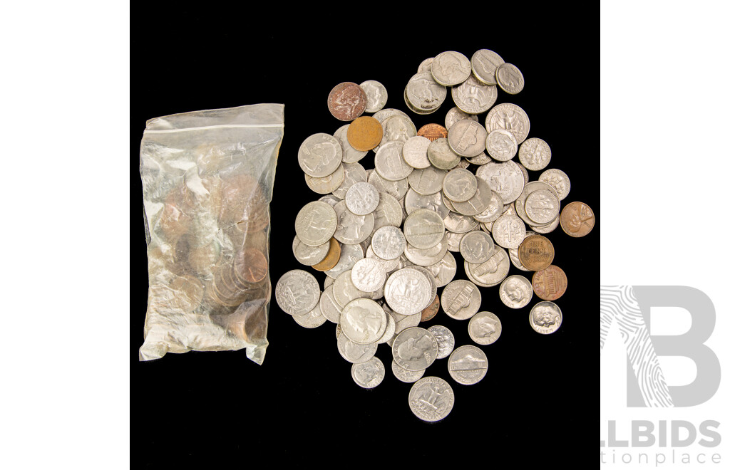Collection of USA Coins Including Including 1915 Silver Five Cents, Susan B. Anthony One Dollars and More - Approximately 800 Grams