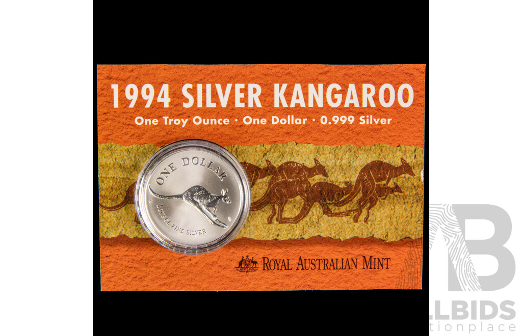 Australian RAM 1994 One Dollar Silver Coin ‘C’Mint Mark, Kangaroo .999