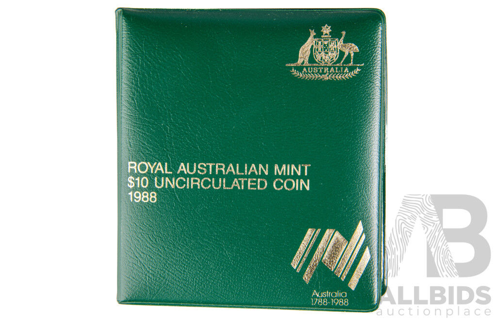 Australian RAM 1988 Silver UNC Ten Dollar Coin, Bicentennial .925