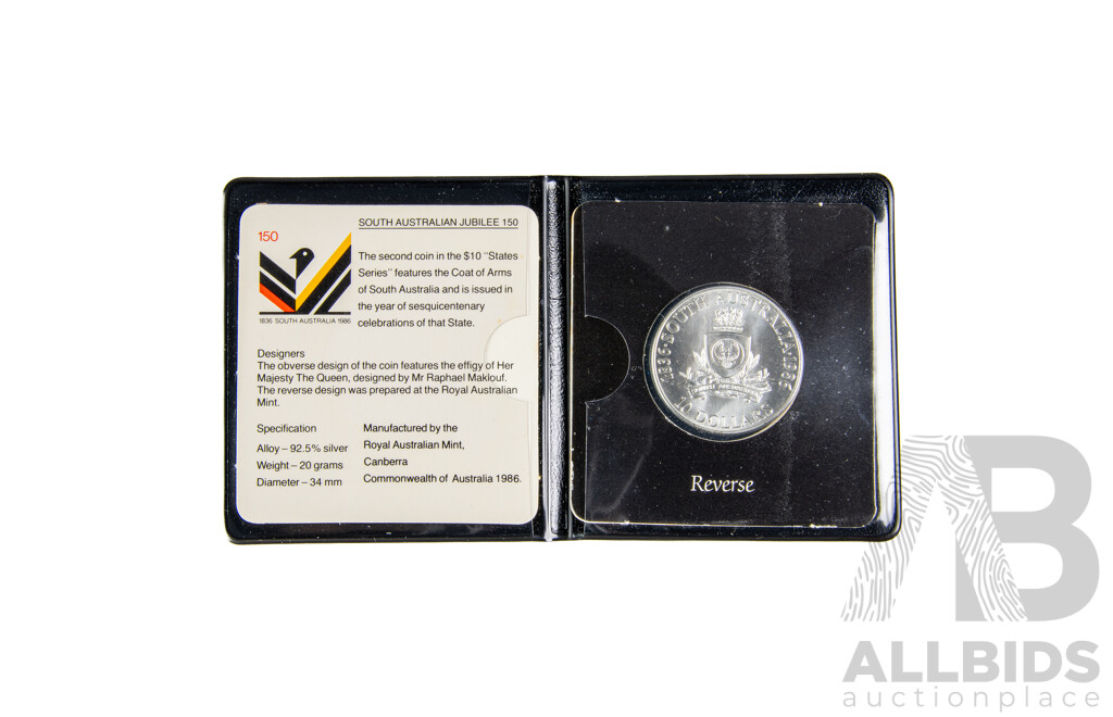 Australian RAM 1986 Silver Ten Dollar Coin, State Series South Australia .925