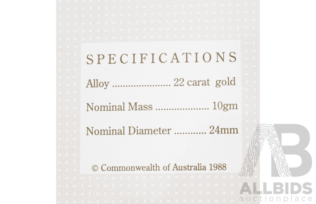 Australian RAM 1988 Gold Two Hundred Dollar Coin, Australia 1788-1988, Sydney Cove
