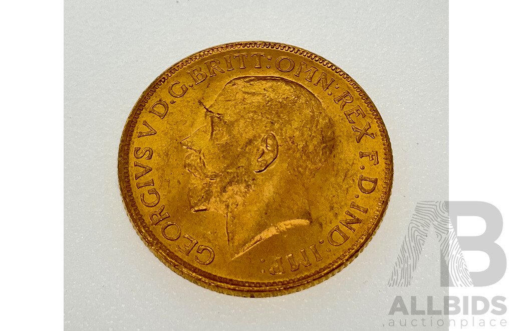 Australian 1915 KGV Gold Sovereign, Sydney Mint, M.R. Roberts, Ex Bank of Albania Gold Sale of 1990/91