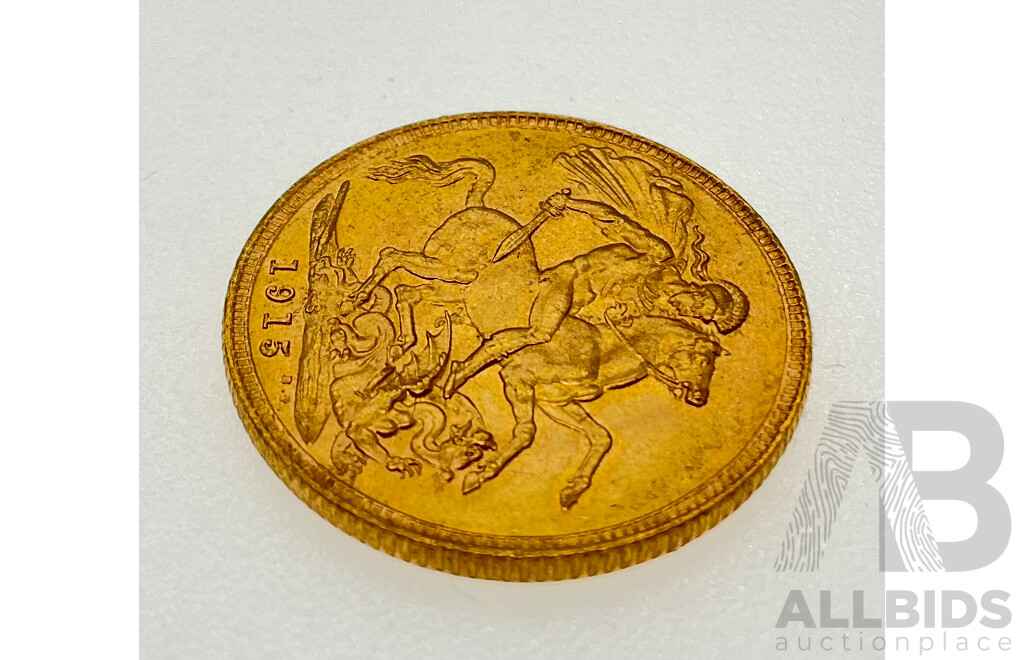 Australian 1915 KGV Gold Sovereign, Sydney Mint, M.R. Roberts, Ex Bank of Albania Gold Sale of 1990/91
