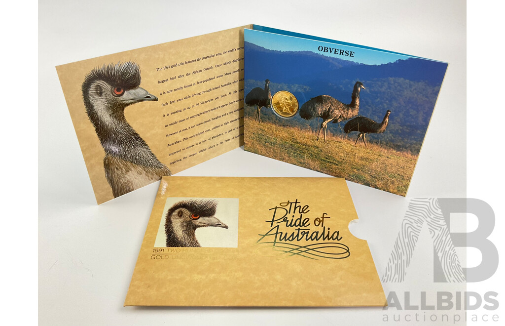 Australian RAM 1991 Gold Two Hundred Dollar Coin, Pride of Australia, Emu
