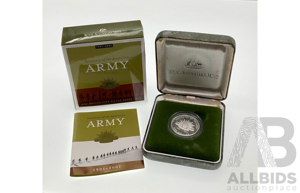 Australian RAM 2001 Silver One Dollar, Centenary of the Australian Army .999