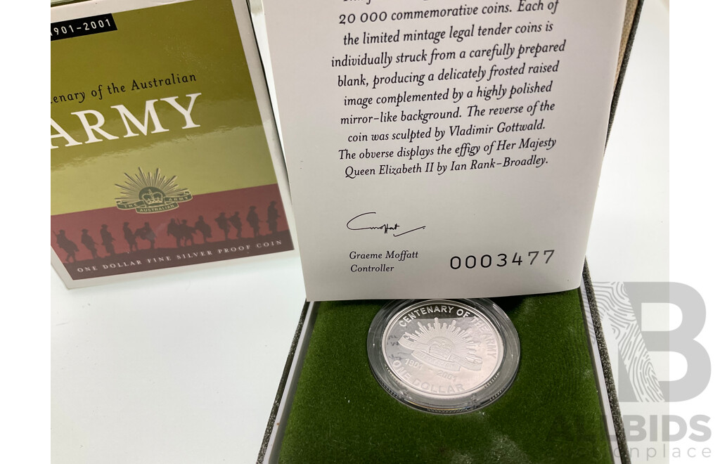 Australian RAM 2001 Silver One Dollar, Centenary of the Australian Army .999