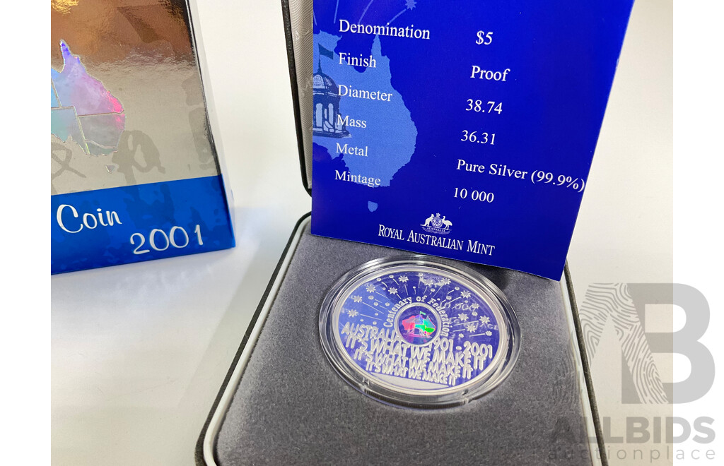 Australian RAM 2001 Silver Proof Five Dollar, Centenary of a Federation .999