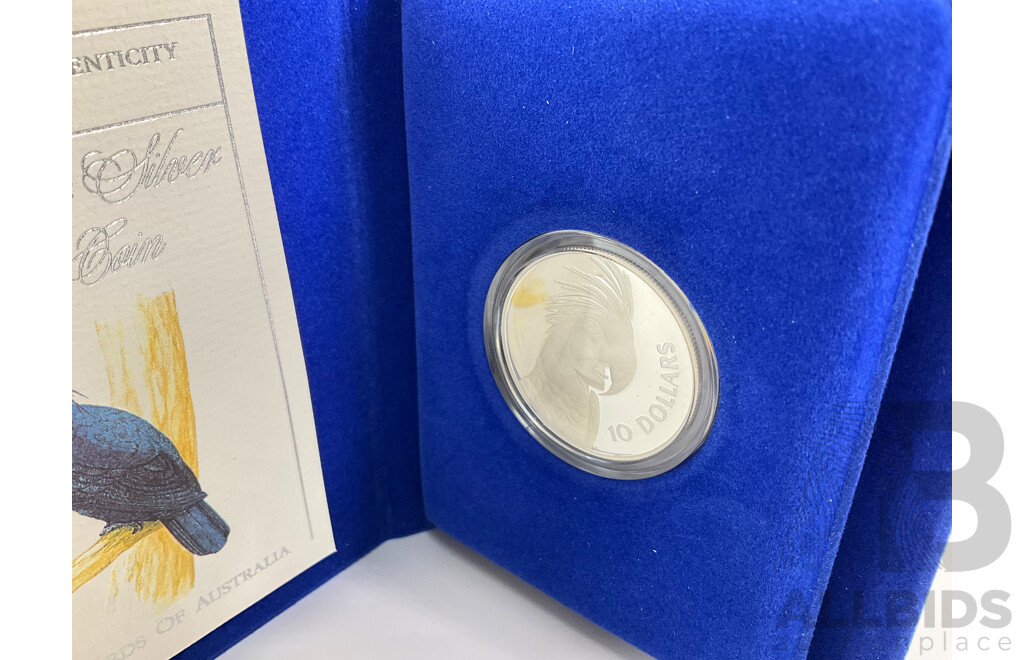 Australian RAM 1993 Silver Proof Ten Dollar Coin, Birds of Australia, Palm Cockatoo .925